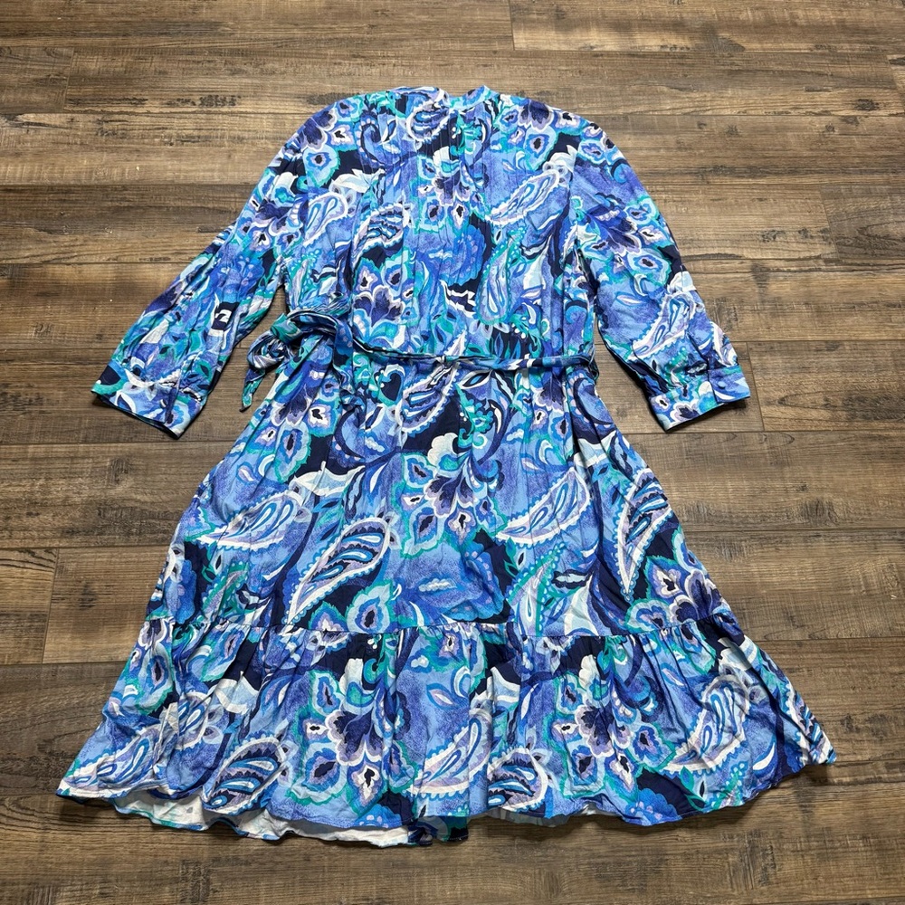 Soft Surroundings Blue Patterned Button Down Midi… - image 7